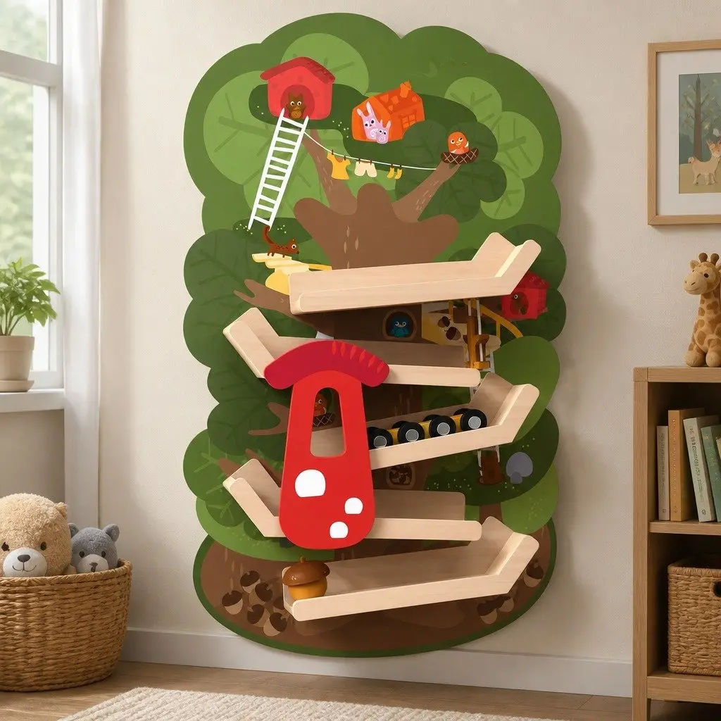 Wooden Ramp Toy Tree Top Adventure Wall-Mounted Activity Kids Caterpillar