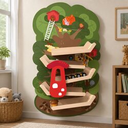 Durable Wooden Ramp Toy with Engaging Ball Track