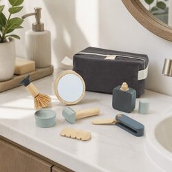 Wooden Kids Pretend Play Shave Set with Accessories