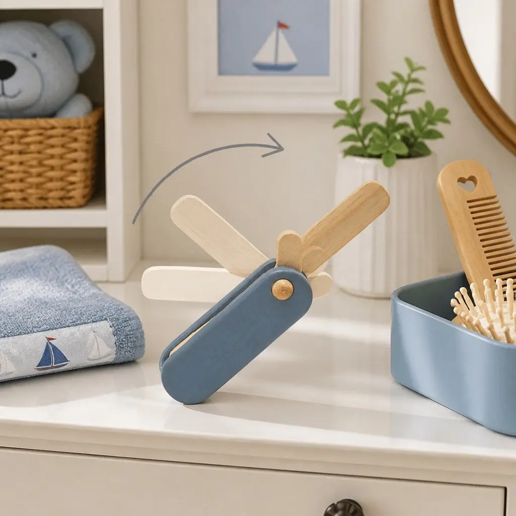 Wooden Kids Pretend Play Shave Set with Accessories