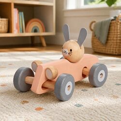 Vintage Bunny Racing Car Toy for Active Play