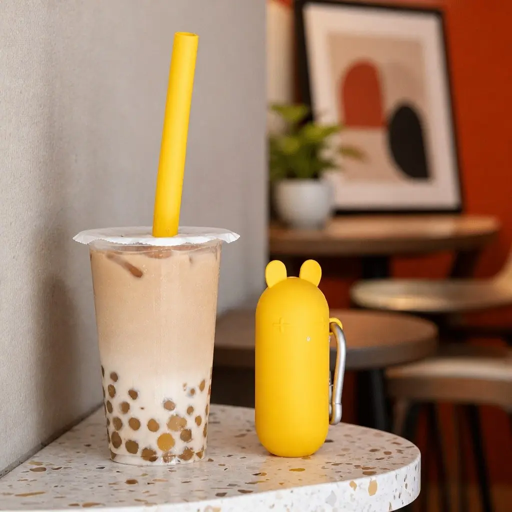 Extra Wide Reusable Bubble Tea Straw Set with Cleaner and Case
