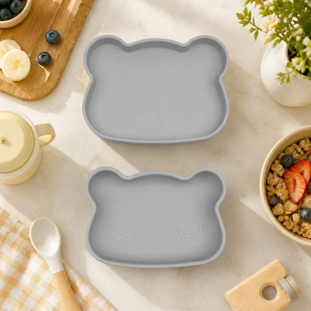 Toddler Silicone Bowl Plate Set Rust