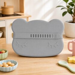 Bear Snackie Blue Dusk Silicone Bowl Plate for Toddlers