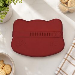 Cat Snackie Rust Toddler Snack Bowl Plate Set Microwave Oven Freezer Safe Kids