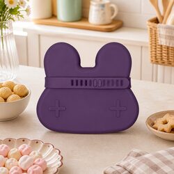 Plum Bunny Snackie Silicone Toddler Bowl and Plate