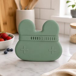 Bunny Snackie Silicone Toddler Bowl Plate Portable Snack Container Set