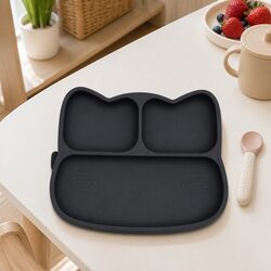 Suction Plate for Toddlers - Charcoal Divided Design