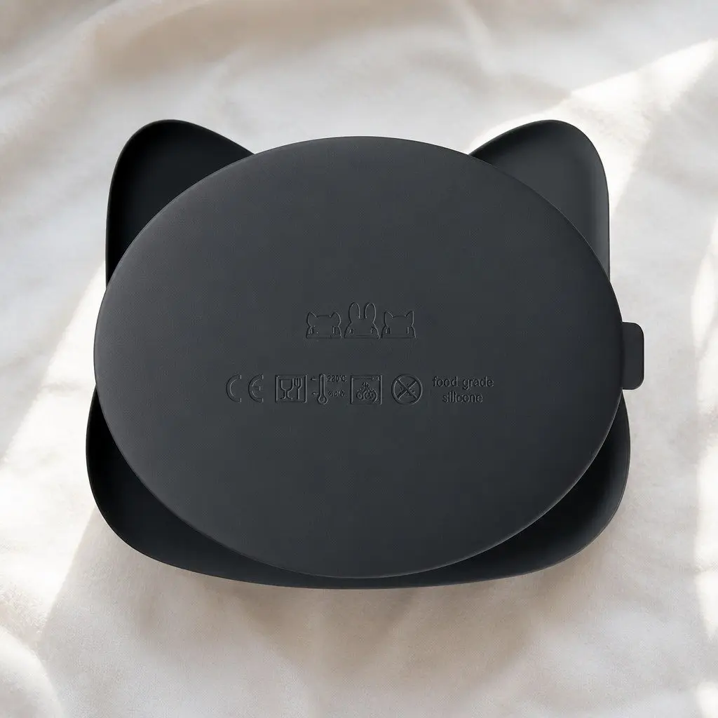 Divided Plate Food Grade Silicone Three Section Charcoal