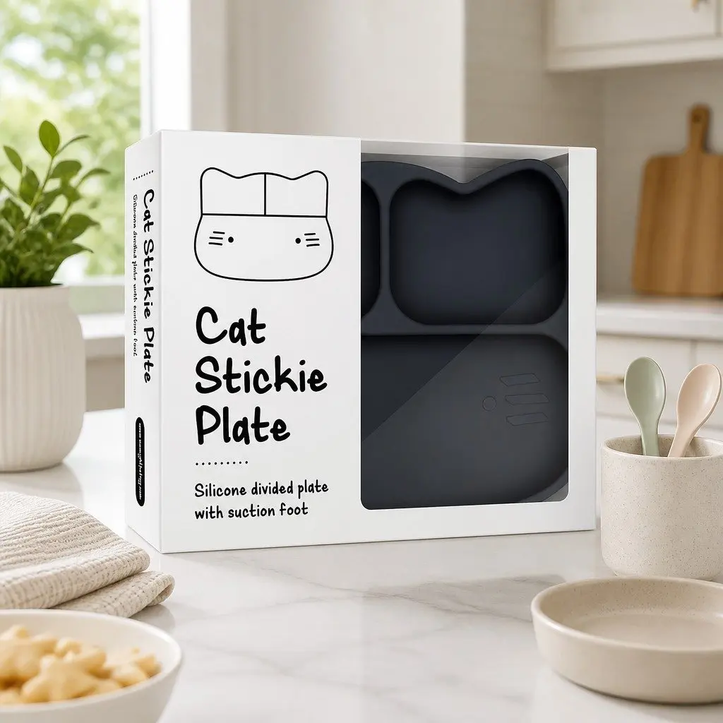 Divided Plate Food Grade Silicone Three Section Charcoal