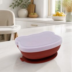 Durable Silicone Suction Bowl with Lid for Toddlers