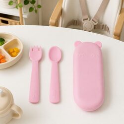 Baby First Cutlery Set: Feedie Fork & Spoon with Case