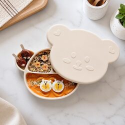 Durable Silicone Suction Plate with Lid for Baby Meals