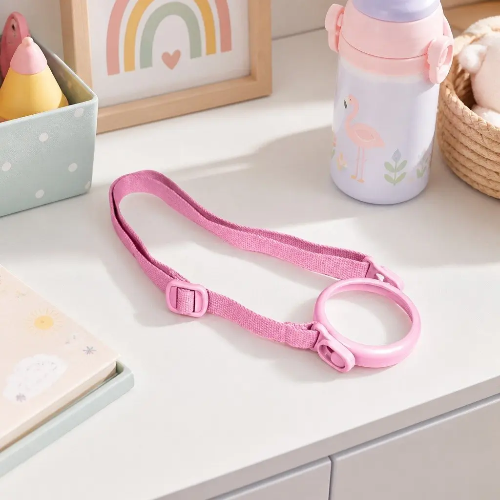 Straw Cup Strap for Kids Adjustable Shoulder Sling Gold Brown