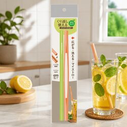 Premium Resealable Silicone Zipper Straw for Kids - Green/Orange