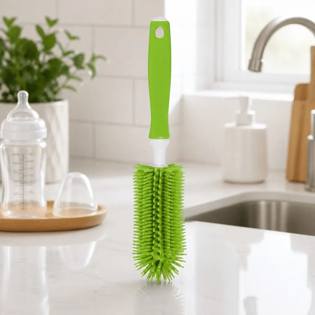 Pink Silicone Baby Bottle Brush for Cleaning