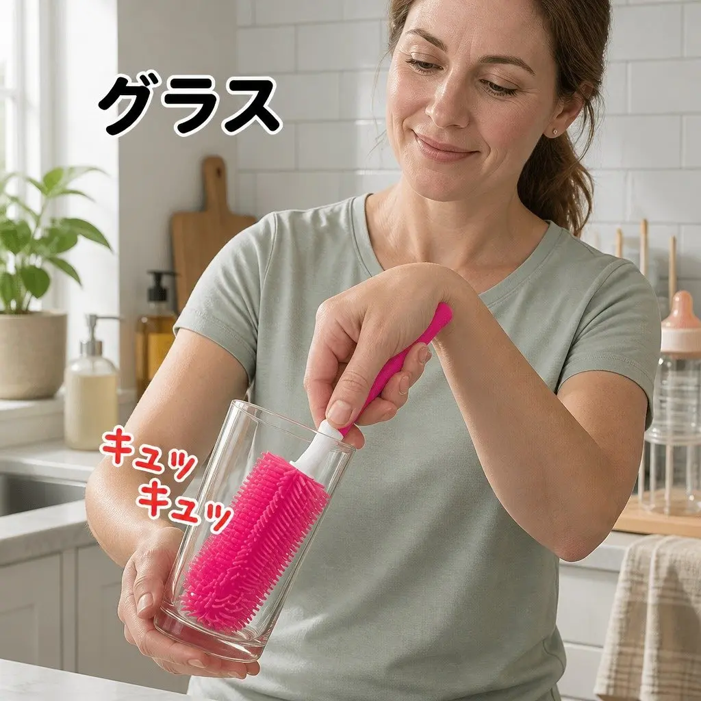 Pink Silicone Baby Bottle Brush for Cleaning