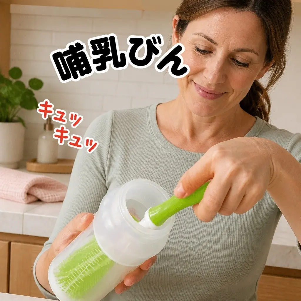 Pink Silicone Baby Bottle Brush for Cleaning