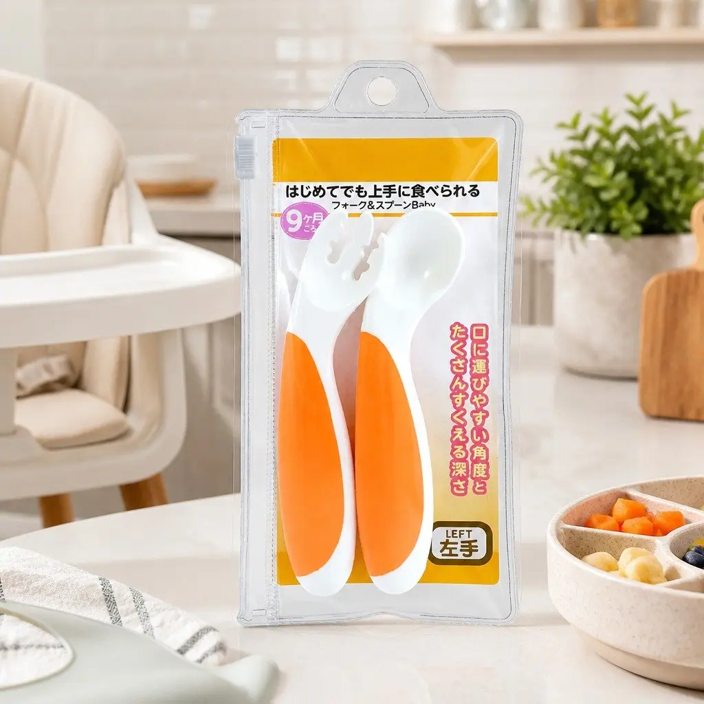 Left Handed Fork and Spoon Set for Babies