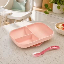 Durable Silicone Suction Plate and Spoon Set for Babies