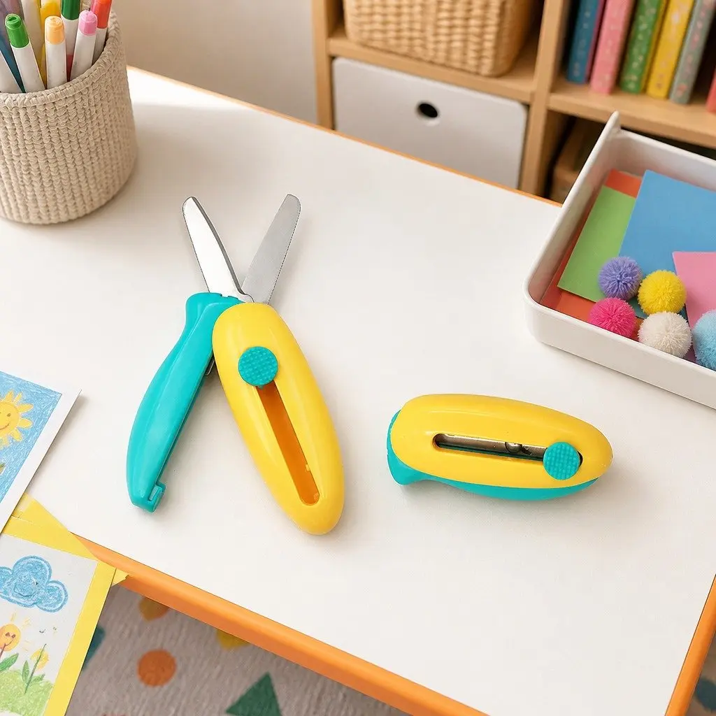 Spring-Action Pocket Scissors for Kids Crafts
