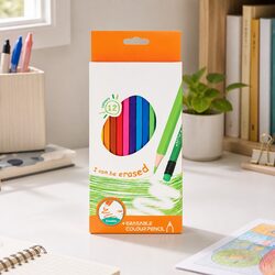 12-Color Erasable Colored Pencils Set with Erasers