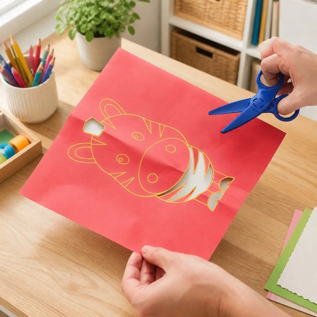 Paper Cutting and Origami Activity Set for Kids Flower Pattern Craft Kit DIY