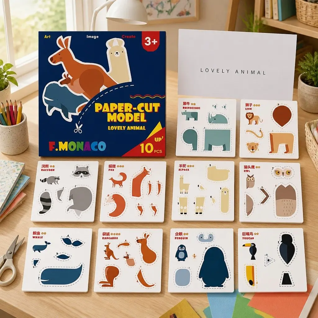 Children's Paper Cutting Kit Craft Set with Templates Fine Motor Skills Activity