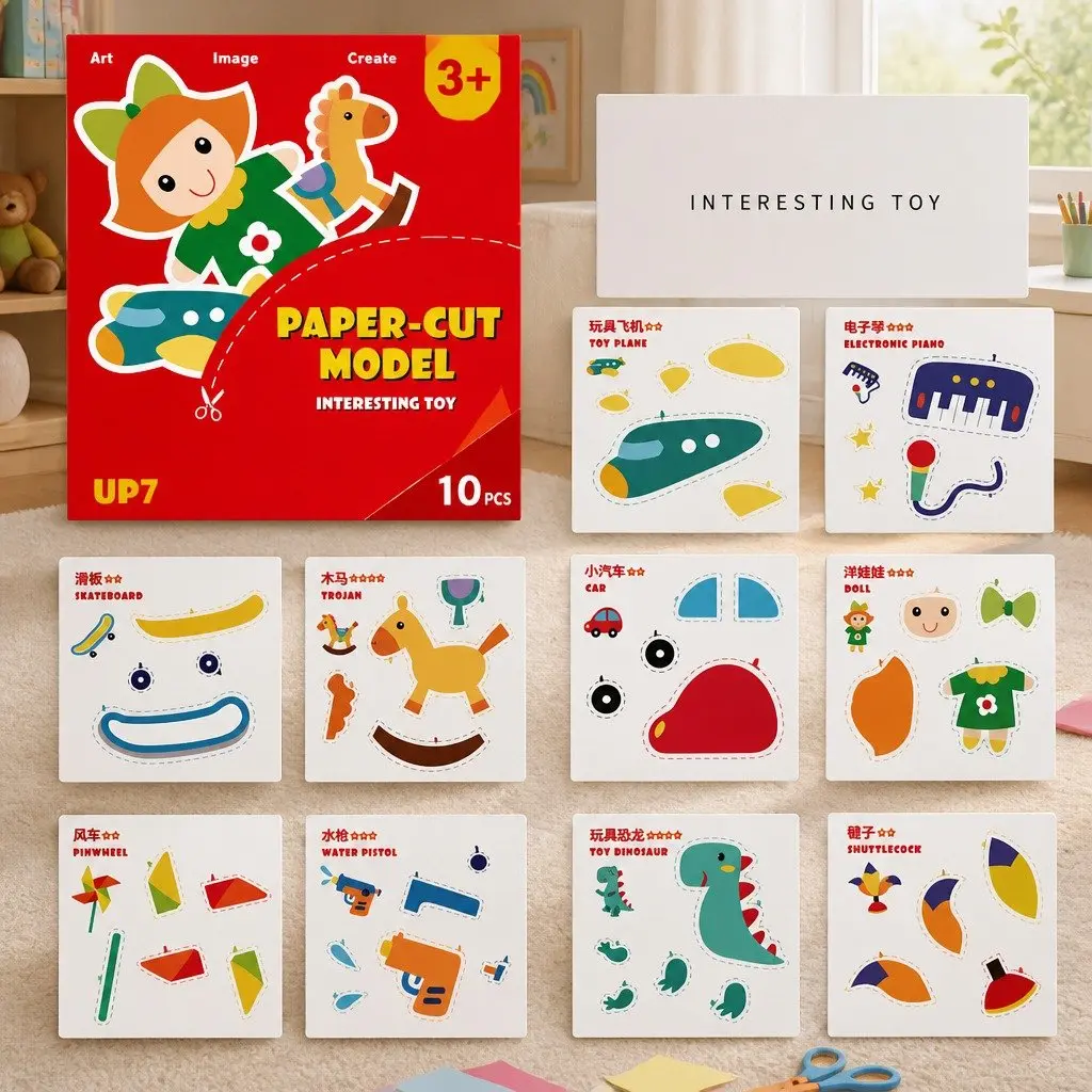 Children's Paper Cutting Kit Craft Set with Templates Fine Motor Skills Activity