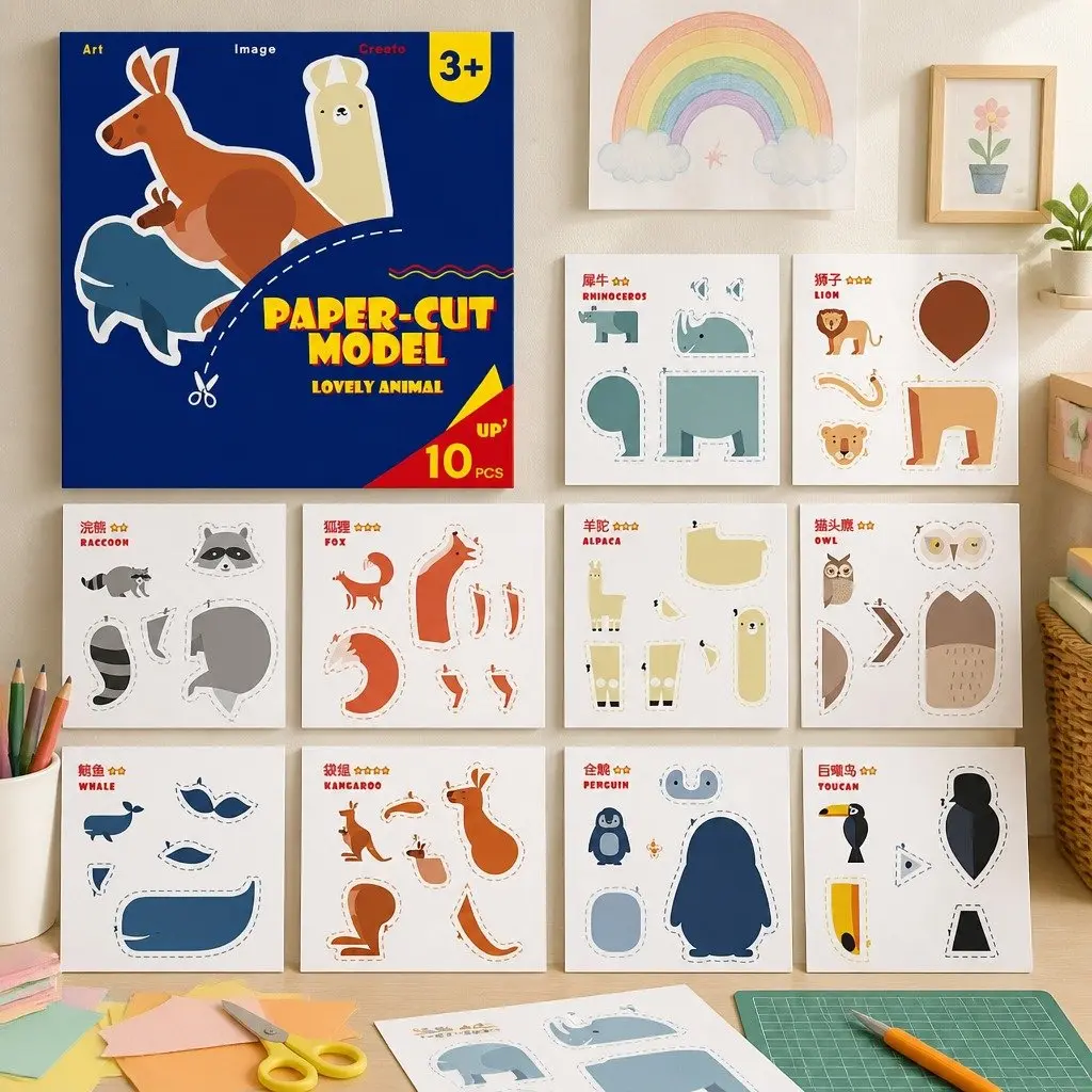 Creative Children's Paper Cutting Craft Kit with Scissors