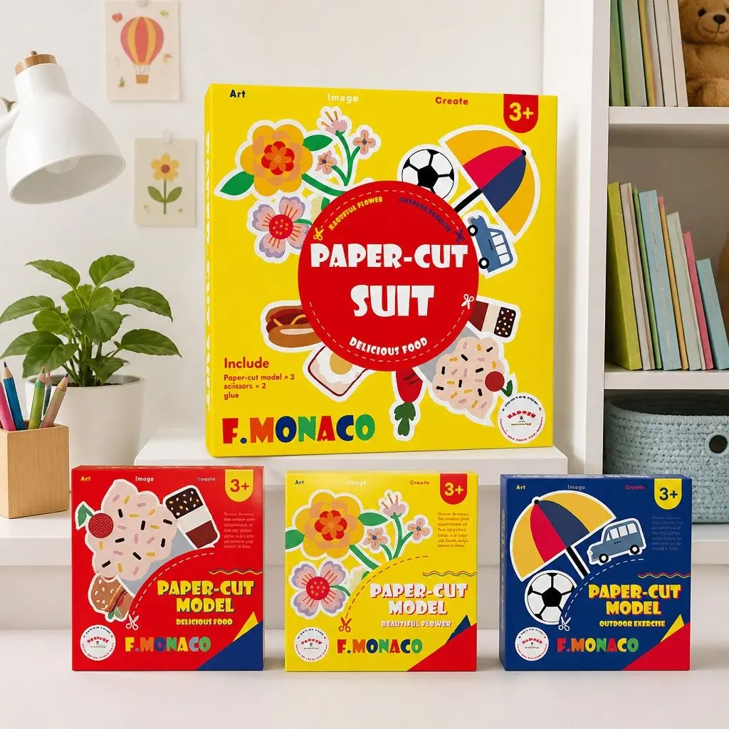 Paper Cut Craft Set 3 Pack Kids Flower Food Outdoor Theme Educational Activity