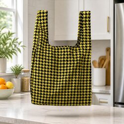 Foldable Grocery Tote in Dogtooth Pattern