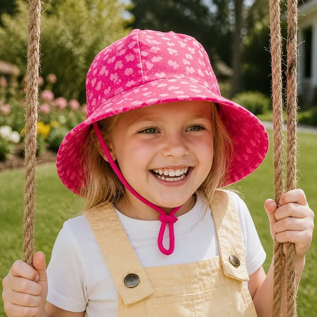 Kids Bucket Hat Cotton Large Pink