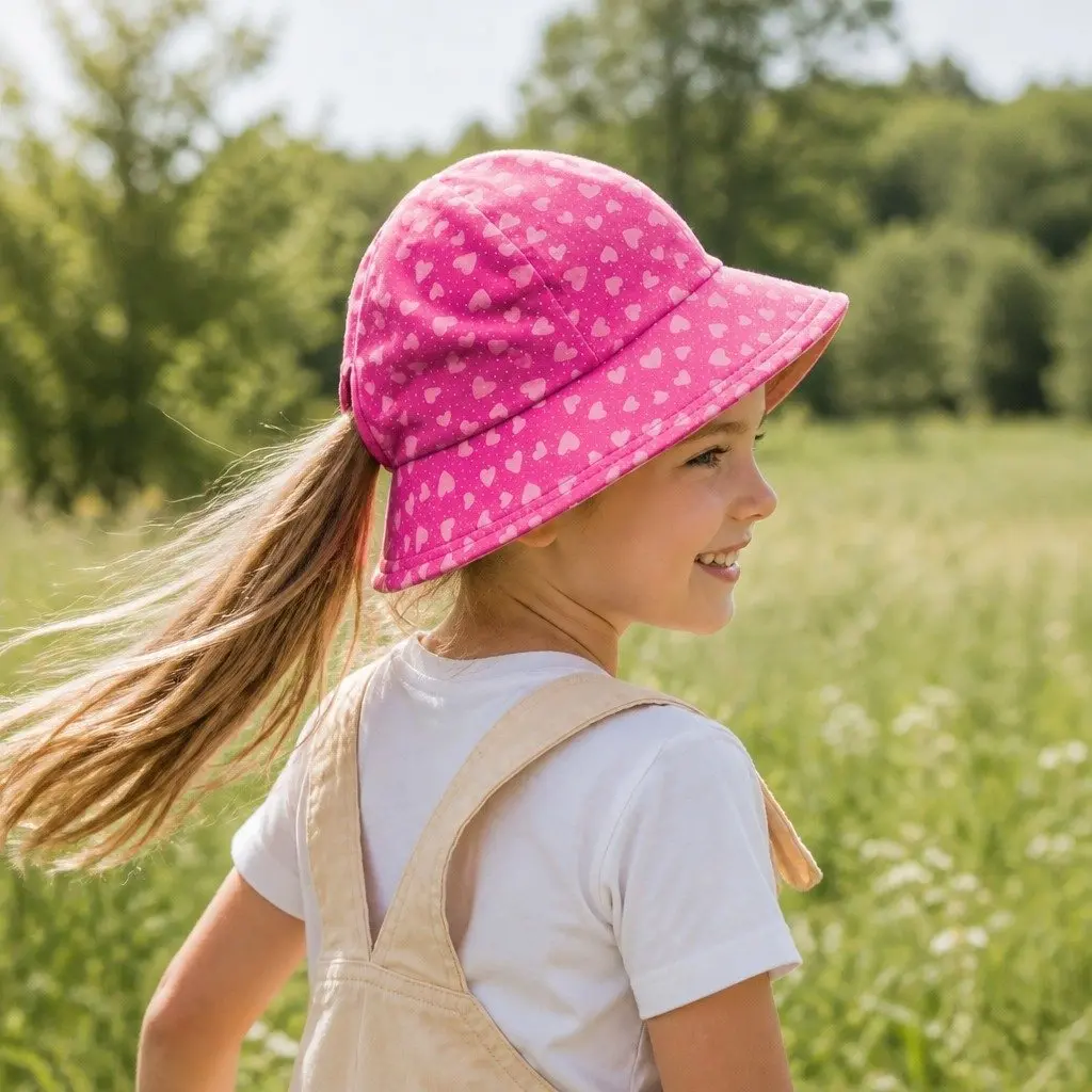 Kids Bucket Hat Cotton Large Pink