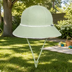 Kids Ponytail Bucket Hat UPF50+ Sun Protection Ruffle Trim Girls Large