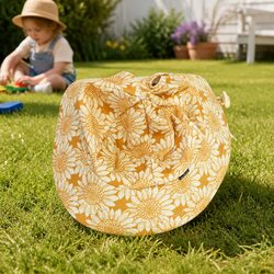 Durable Kids Sun Hat with Sunflower Print for Outdoor Fun