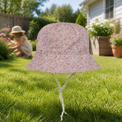 Reversible Girls Bucket Hat with Wide Brim for Sun Protection