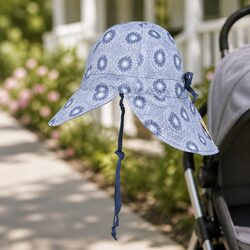Reversible Baby Flap Sun Hat Newborn Pram Carrier UPF50+ Adjustable Ties