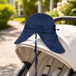 UPF50+ Reversible Baby Flap Hat in Norman Indigo