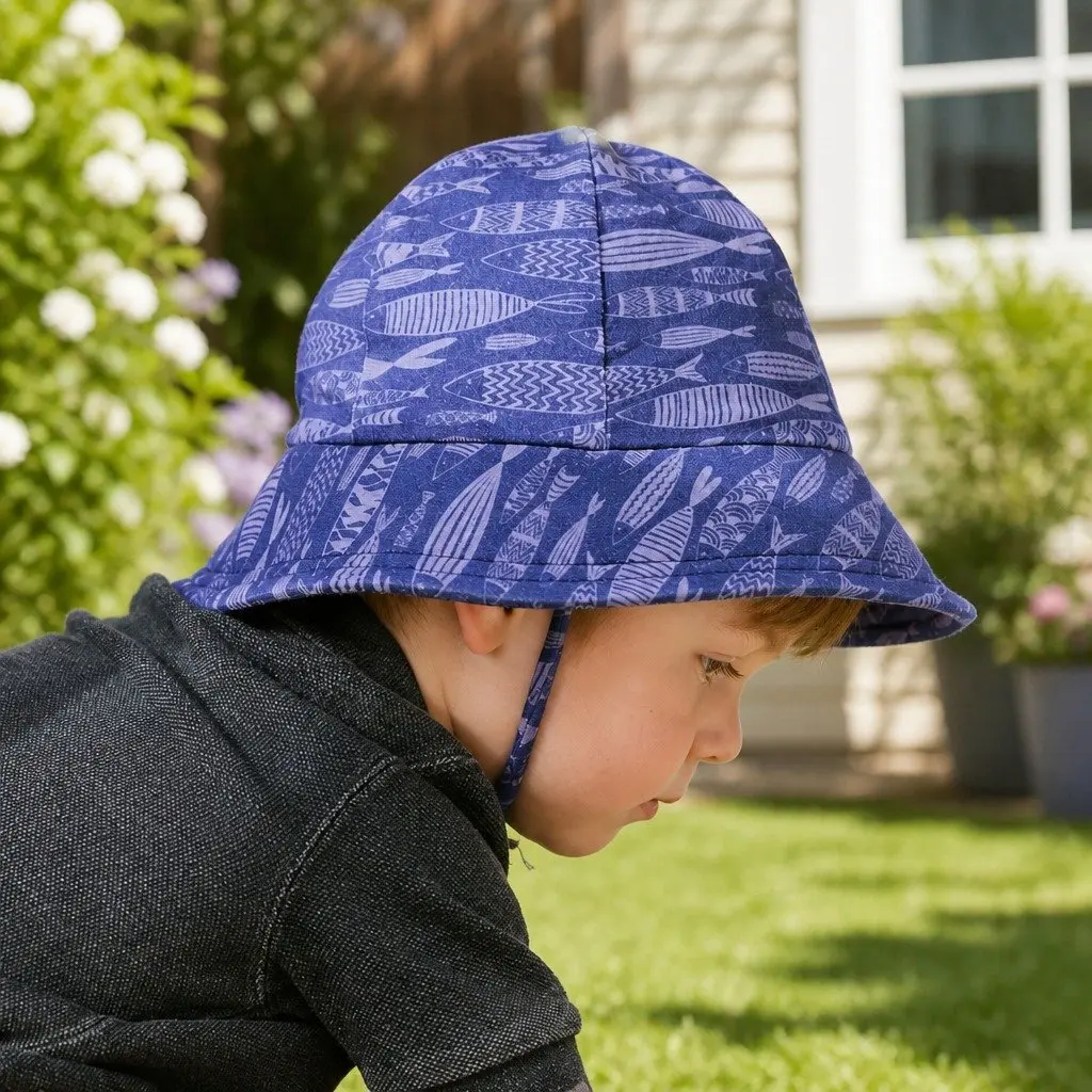 Toddler Bucket Hat with Fish Pattern and UPF50+