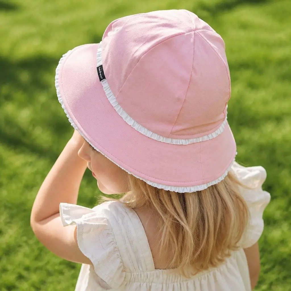 Toddler Bucket Hat Cotton Elastane S Blush with Ruffle Trim