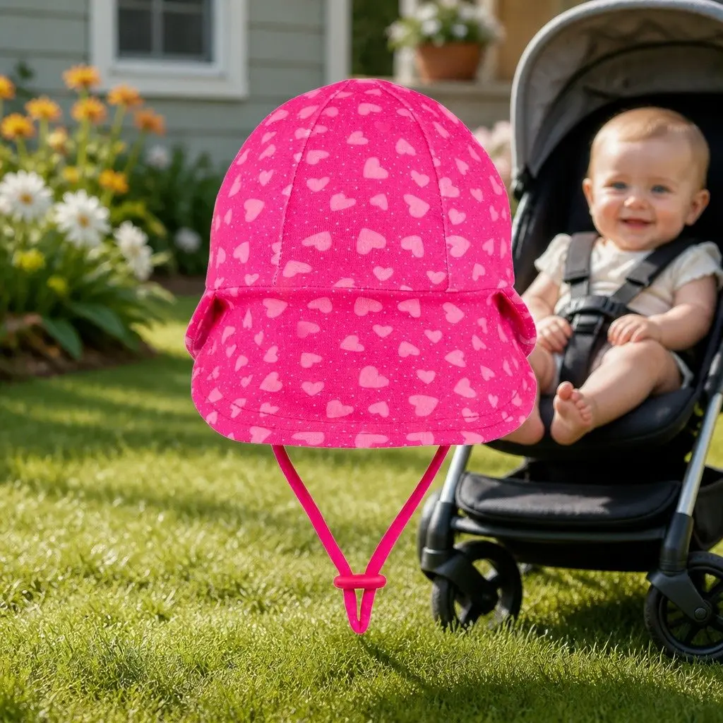Soft Cotton Legionnaire Baby Sun Hat XS Hearts