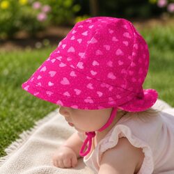 Hearts Pattern Baby Legionnaire Sun Hat UPF50+ Soft Cotton