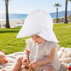 Baby Sun Hat with Ruffle Trim - UPF50+ Protection White M