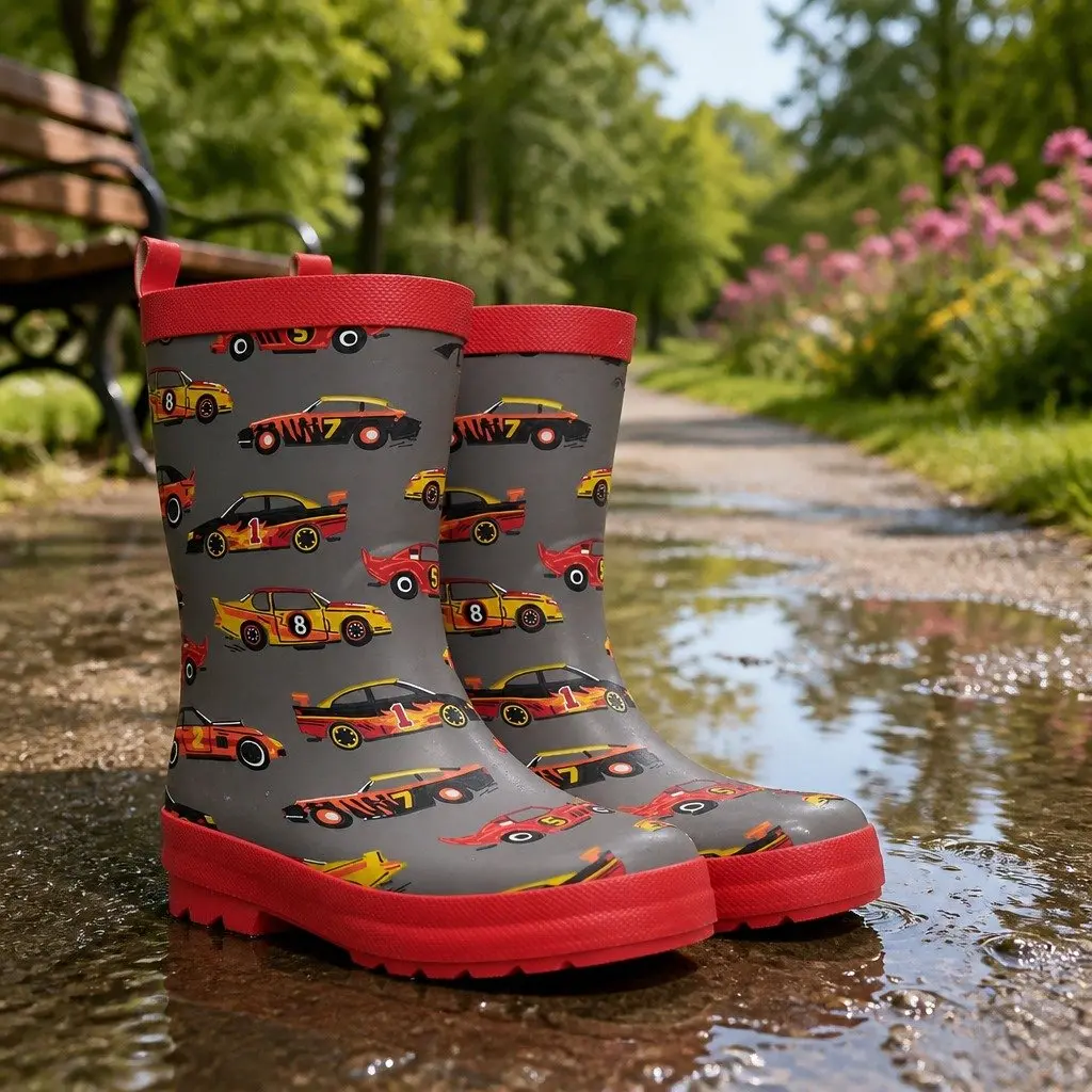 Kids Waterproof Matte Rubber Rain Boots Size 4