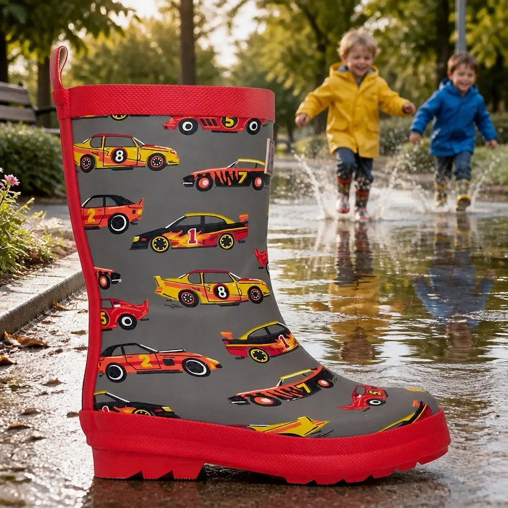 Kids Waterproof Matte Rubber Rain Boots Size 4