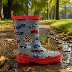 High-Quality Kids Waterproof Rain Boots in Matte Pink & Navy