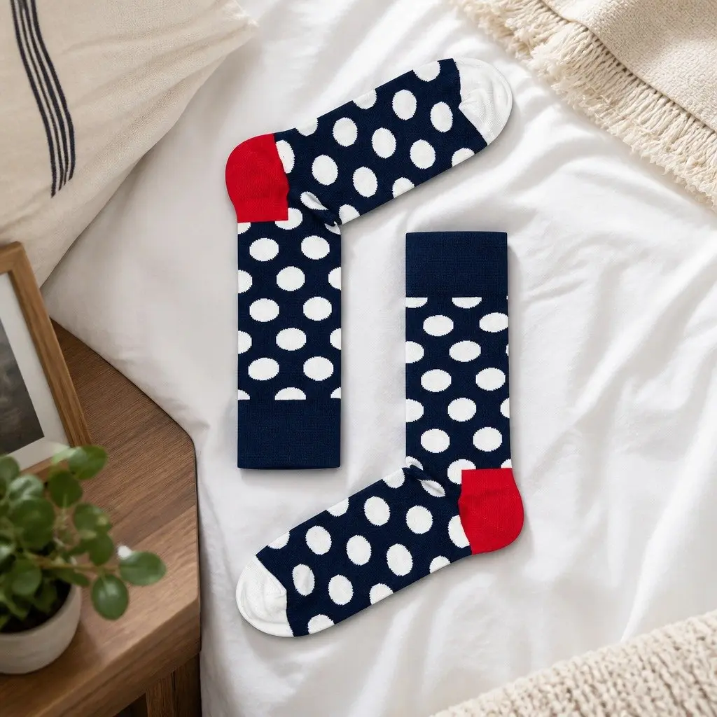 Socks Combed Cotton Size 36-40 Colourful Big Dot Pattern