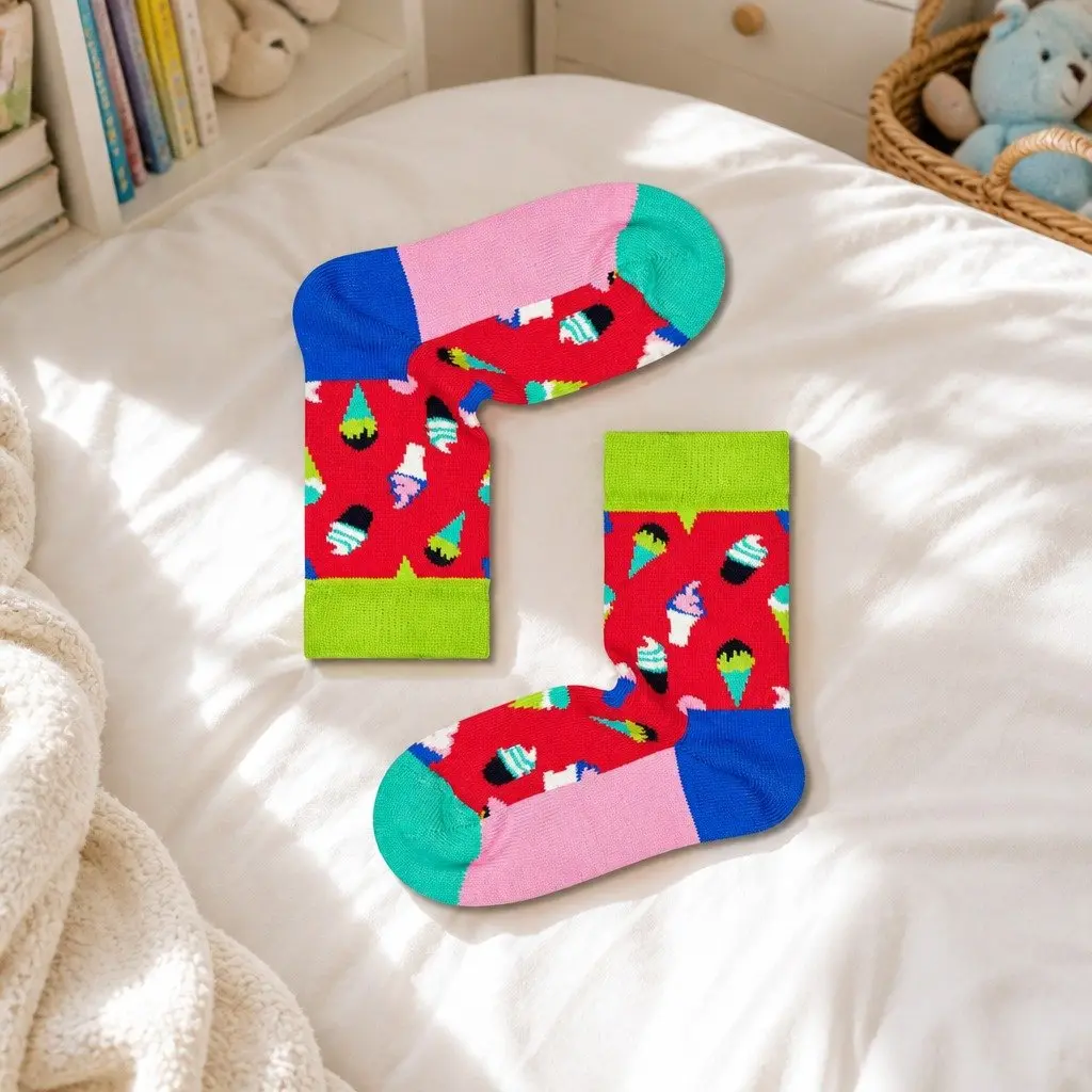 Kids Ice Cream Socks Size 2-3 Years Combed Cotton