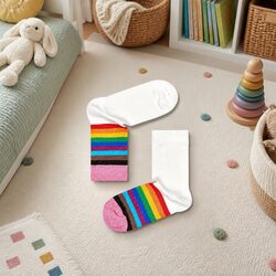 Kids Rainbow Pride Socks Colourful Combed Cotton Reinforced Heel Toe Size 2-3